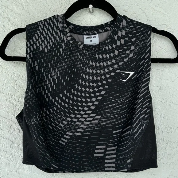 Gymshark Sport Crop Tank Gray White Medium - Picture 2 of 9